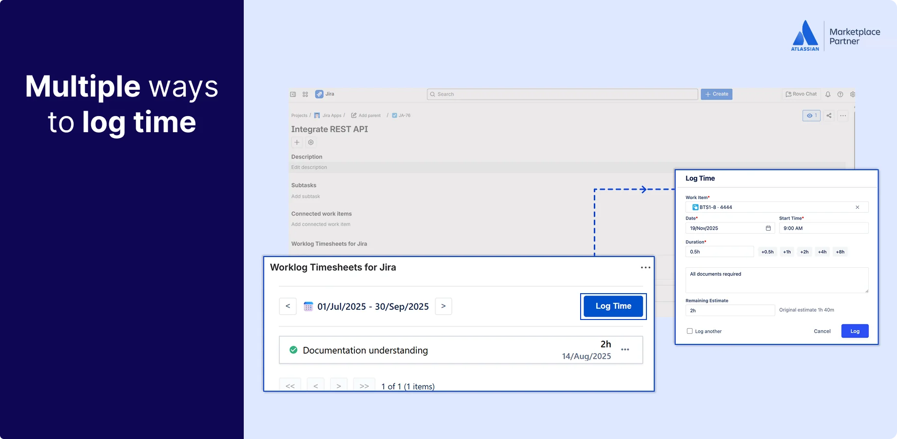 Jira time tracking across multiple issues from one screen